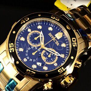 NEW Invicta Pro Diver SCUBA 48MM Black, Gold Dial Quartz